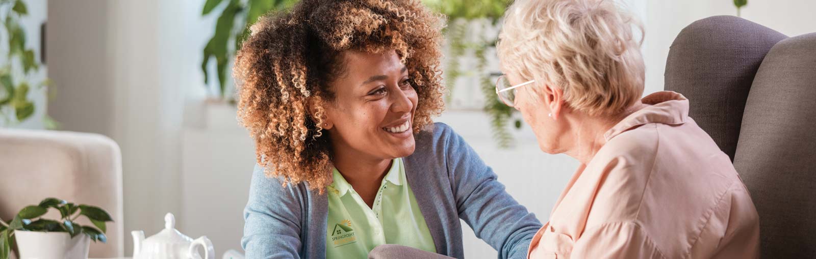 Resident and staff member share a moment