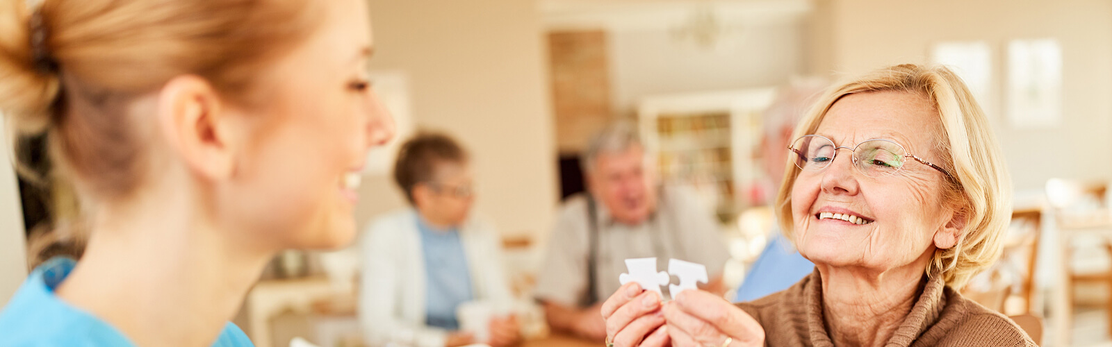 senior working with puzzle